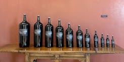 The different sizes of Château Pavie wine bottles
